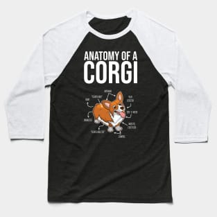 'Anatomy of a Corgi' Adorable Corgis Dog Baseball T-Shirt